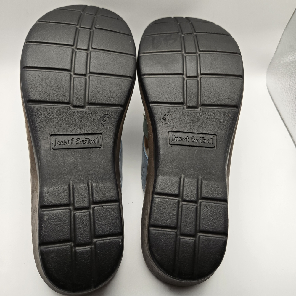 Josef Seibel Women's Blue and Green Slip On Leather Mule Sandals - Picture 5 of 9